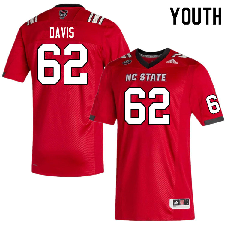 Youth #62 Jaleel Davis NC State Wolfpack College Football Jerseys Sale-Red